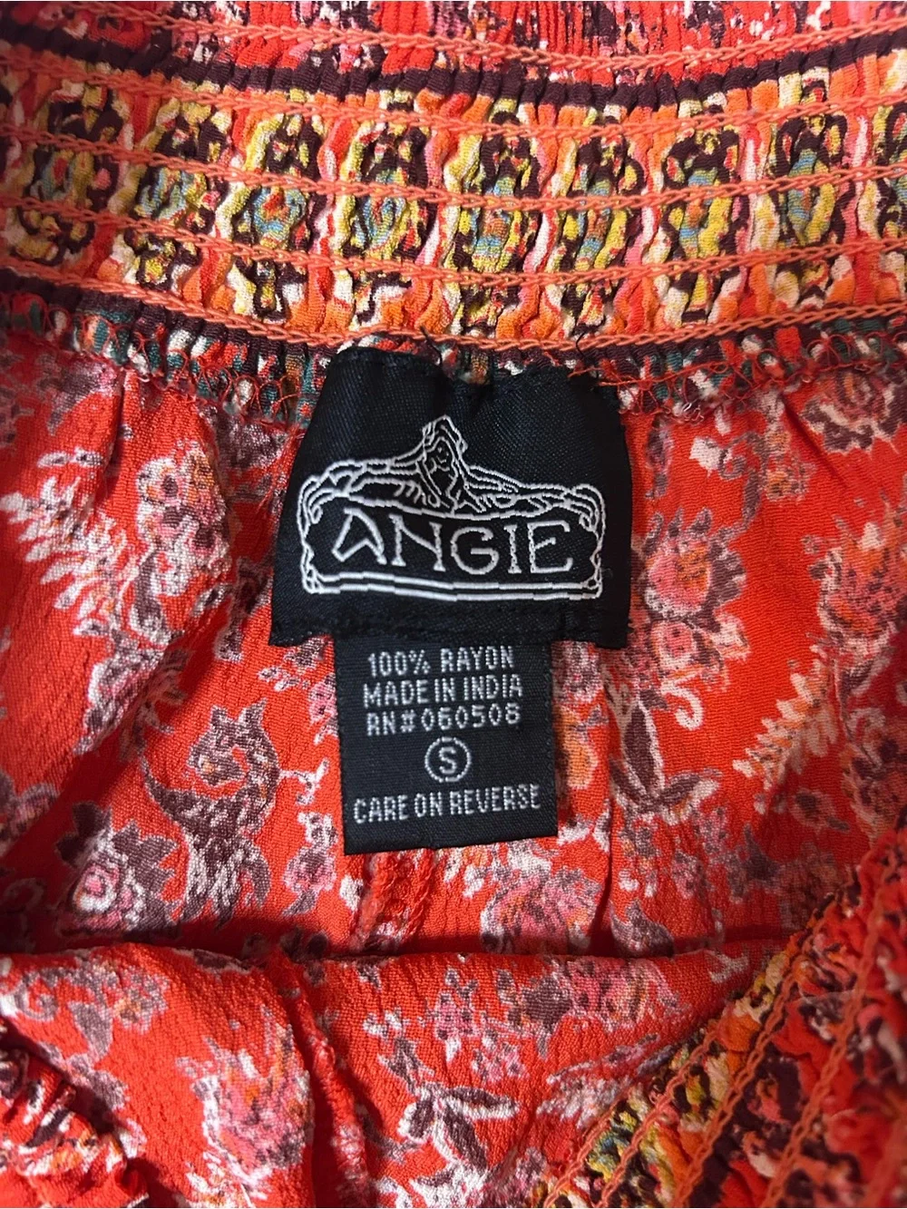 Angie Red Paisley High-Waist Elastic Shorts with Contrast Panels